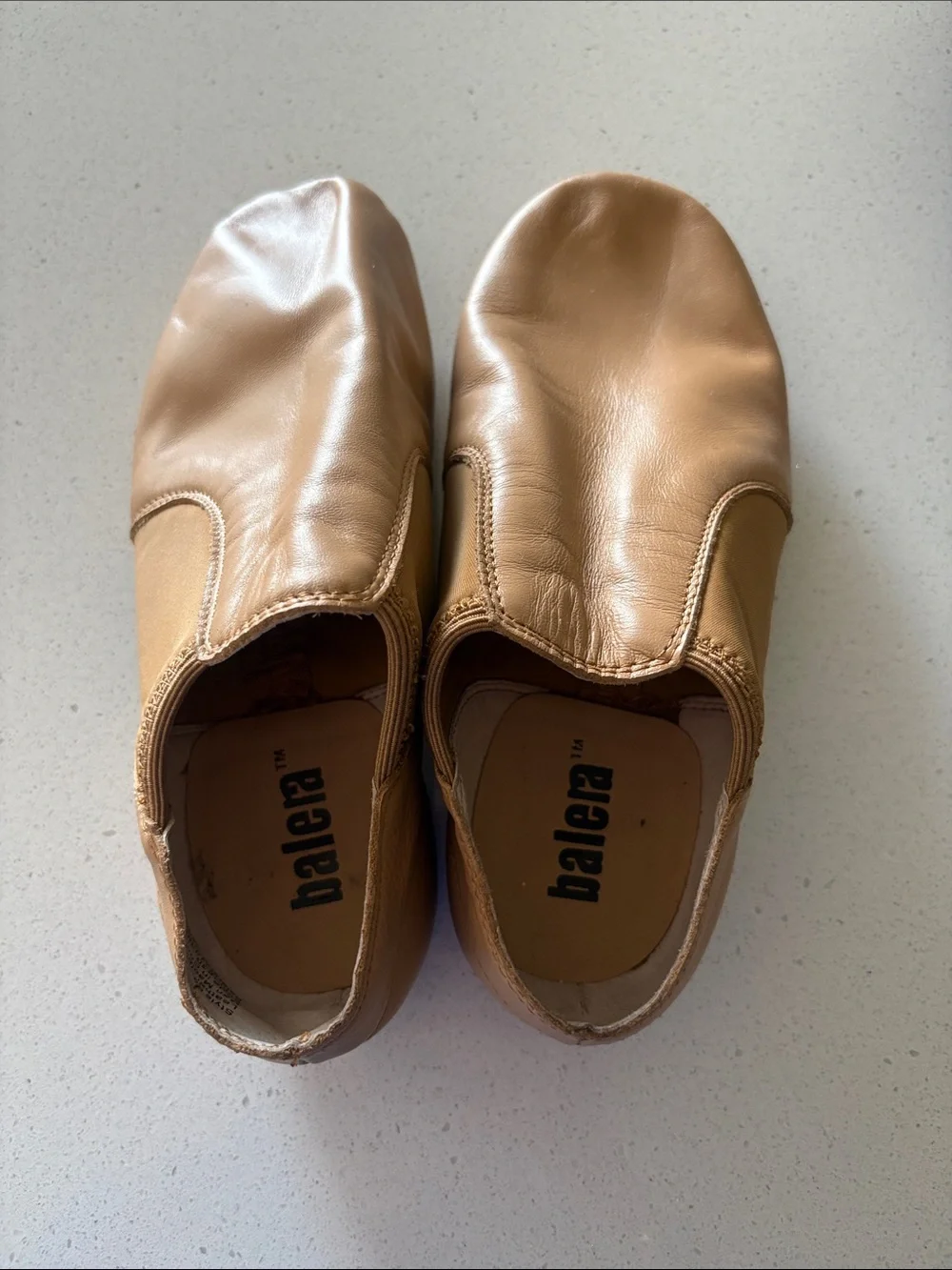 balera Tan Leather Slip-On Dance Shoes - Picture 2 of 3